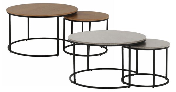 Set 2 măsuțe de cafea Ilak (beton + negru). 1016583