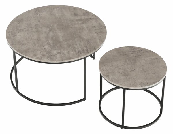 Set 2 măsuțe de cafea Ilak (beton + negru). 1016583