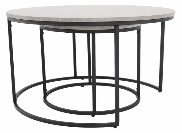 Set 2 măsuțe de cafea Ilak (beton + negru). 1016583