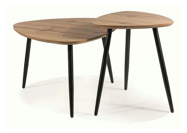 Set 2 masute cafea TWIN, stejar artisan/negru
