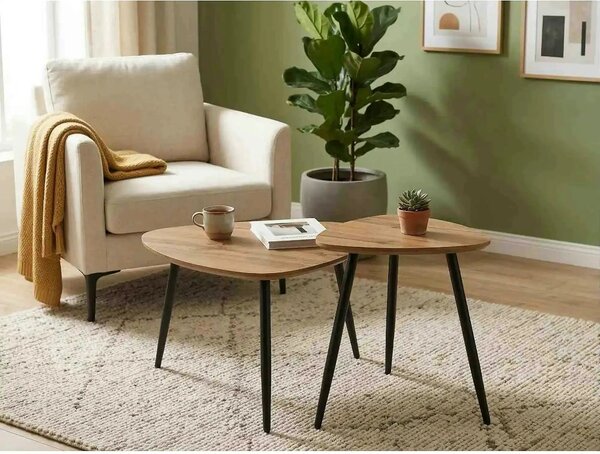 Set 2 masute cafea TWIN, stejar artisan/negru