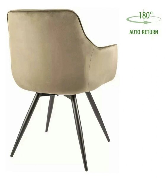 Scaun MANGO, verde maslin/negru, stofa catifelata/metal, 57x45x83 cm