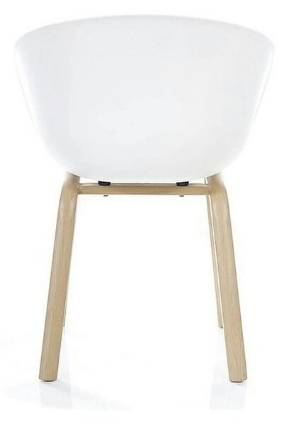Scaun EGO, alb/stejar, plastic/metal, 56x42x80 cm