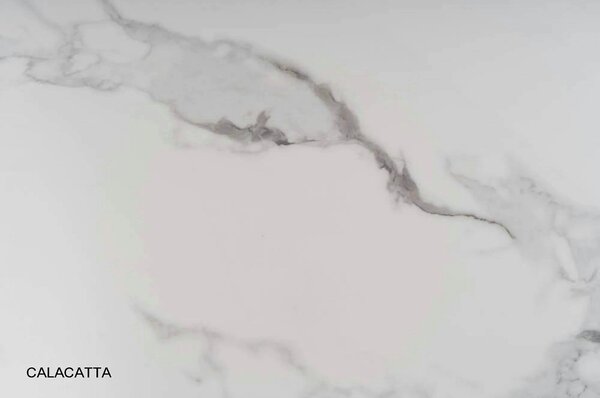 Masa ESPERO, alb cu efect de marmura/alb, ceramica/metal, 90x90x75 cm