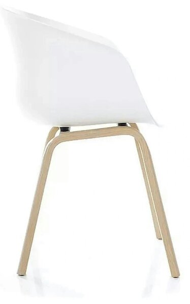 Scaun EGO, alb/stejar, plastic/metal, 56x42x80 cm
