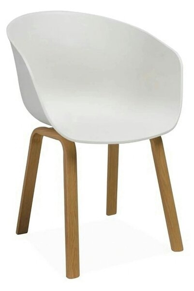 Scaun EGO, alb/stejar, plastic/metal, 56x42x80 cm