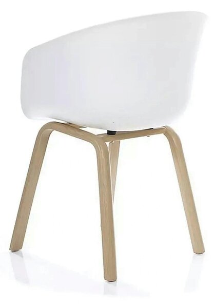 Scaun EGO, alb/stejar, plastic/metal, 56x42x80 cm
