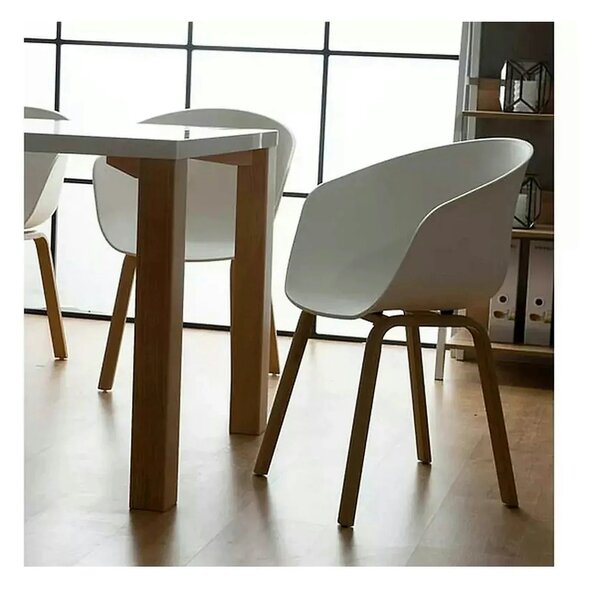 Scaun EGO, alb/stejar, plastic/metal, 56x42x80 cm