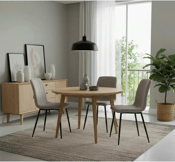 Scaun ALAN, bej inchis/negru mat, stofa clasica/metal, 45x39x91 cm