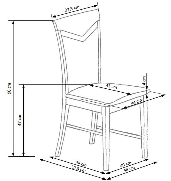 Scaun tapitat CITRONE, bej/nuc, stofa clasica/lemn, 44x43x96 cm