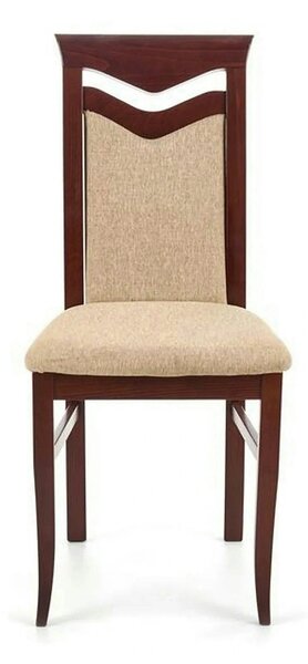 Scaun tapitat CITRONE, bej/nuc, stofa clasica/lemn, 44x43x96 cm