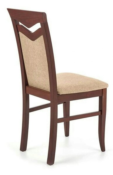 Scaun tapitat CITRONE, bej/nuc, stofa clasica/lemn, 44x43x96 cm