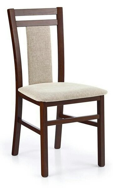Scaun tapitat HUBERT 8, bej/nuc, stofa clasica/lemn, 45x51x90 cm