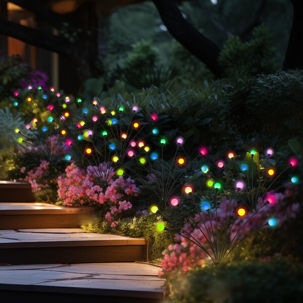 Set 2 x Lampa solara LED Multicolor, 6 bulbi licurici