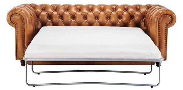 Canapea extensibila din piele Chesterfield Austen 220 cm DarkBrown