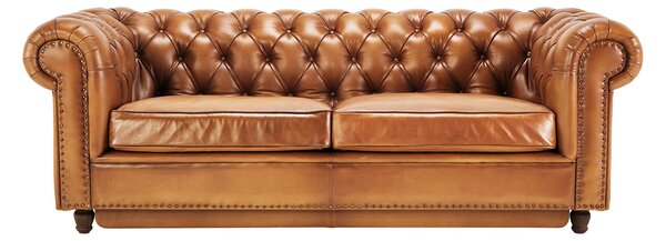 Canapea extensibila din piele Chesterfield Austen 220 cm DarkBrown
