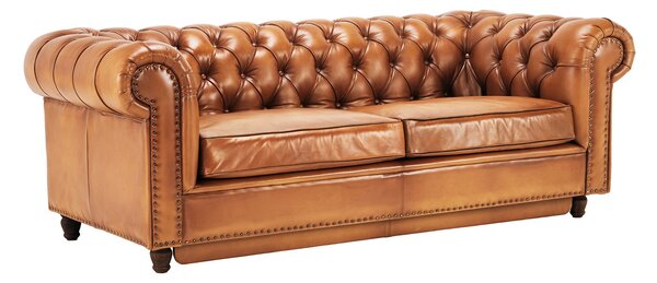 Canapea extensibila din piele Chesterfield Austen 220 cm DarkBrown