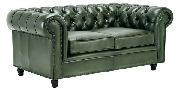 Canapea Chesterfield Austen din piele DarkBrown / 180 cm