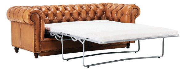 Canapea extensibila din piele Chesterfield Austen 220 cm DarkBrown