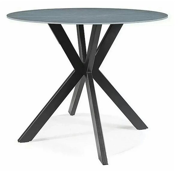 Masa rotunda TALIA, gri cu efect de marmura/negru mat, ceramica/metal
