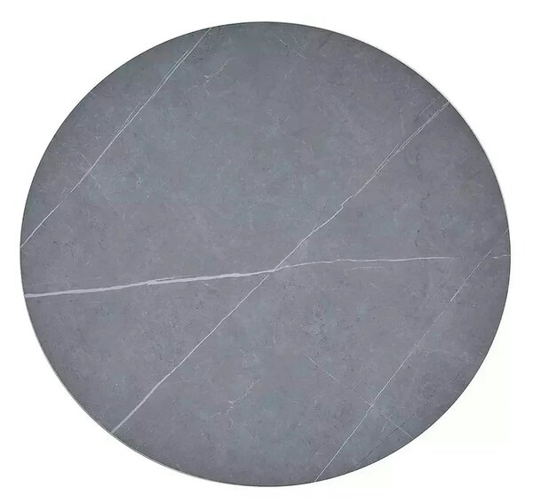 Masa rotunda TALIA, gri cu efect de marmura/negru mat, ceramica/metal