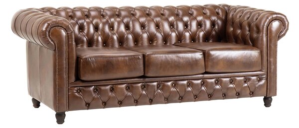 Canapea Chesterfield Fleming din piele DarkBrown / 205 cm