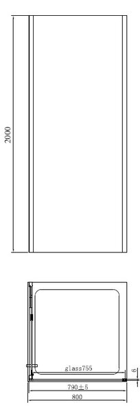 Cabină de duș pătrată Fluminia, Anda 80 x 80 h200, cu ușă pivotantă, crom
