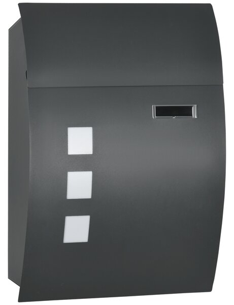 HOMCOM Cutie Postala Curbata din Otel Zincat cu 3 Fante si 2 Chei de Securitate incluse, 45x10x32 cm, Gri | Aosom Romania