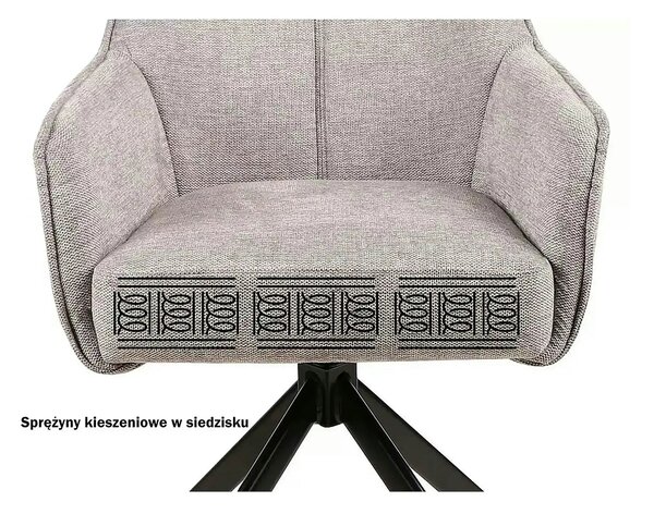 Scaun NOTTI, gri/negru, stofa clasica/metal, 55x45x83 cm