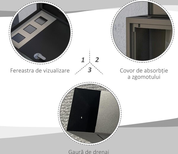 HOMCOM Cutie Poștală de Perete, Rezistentă la Intemperii, cu Ferestre de Vizualizare, 2 Chei, 36.5x11.5x29cm, Negru | Aosom Romania