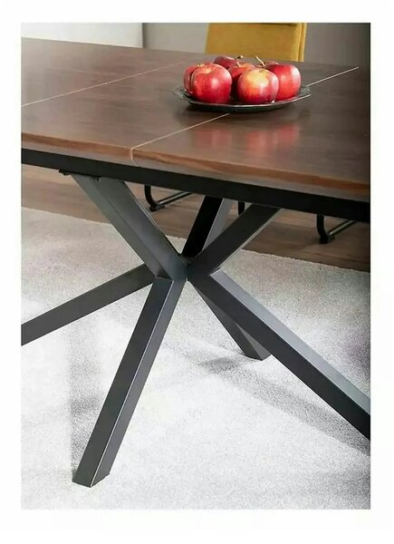 Masa extensibila LOGAN, nuc/negru mat, 160/200x90x75 cm