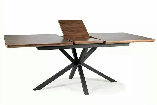 Masa extensibila LOGAN, nuc/negru mat, 160/200x90x75 cm