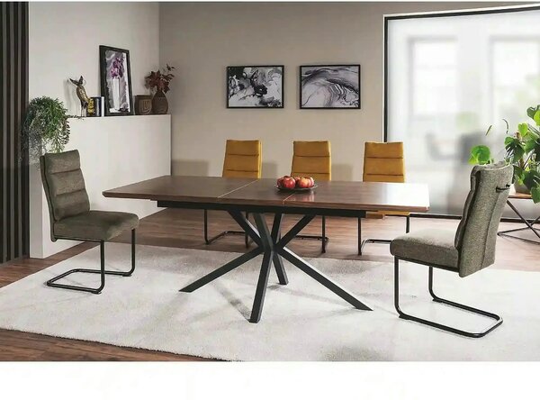 Masa extensibila LOGAN, nuc/negru mat, 160/200x90x75 cm