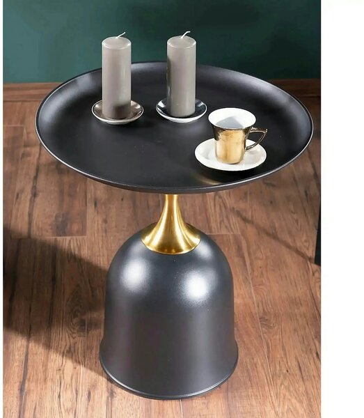 Masuta cafea LIBRA, negru/auriu, metal, 51x61 cm