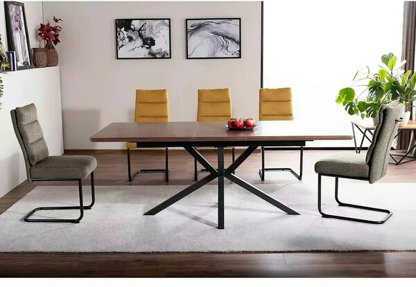 Masa extensibila LOGAN, nuc/negru mat, 160/200x90x75 cm