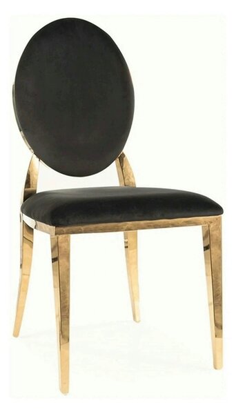 Scaun KING, negru/auriu, stofa catifelata/metal, 47x43x95 cm