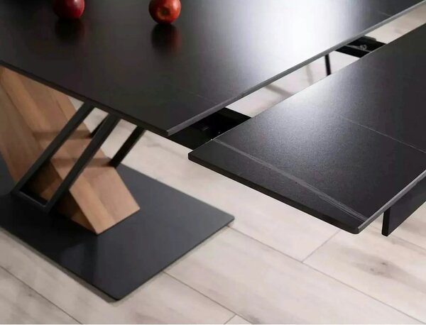 Masa extensibila moderna GENESIS, negru/stejar, 180/240x90x76 cm