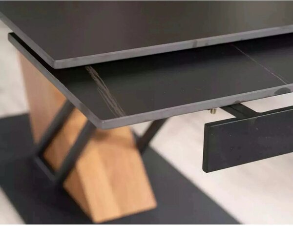 Masa extensibila moderna GENESIS, negru/stejar, 180/240x90x76 cm