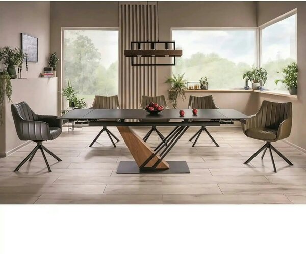Masa extensibila moderna GENESIS, negru/stejar, 180/240x90x76 cm