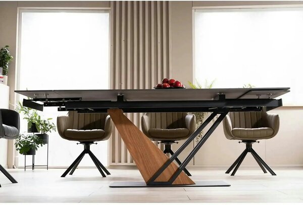 Masa extensibila moderna GENESIS, negru/stejar, 180/240x90x76 cm