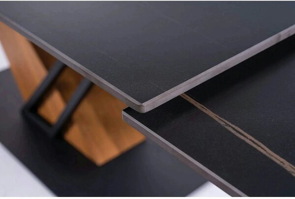 Masa extensibila moderna GENESIS, negru/stejar, 180/240x90x76 cm