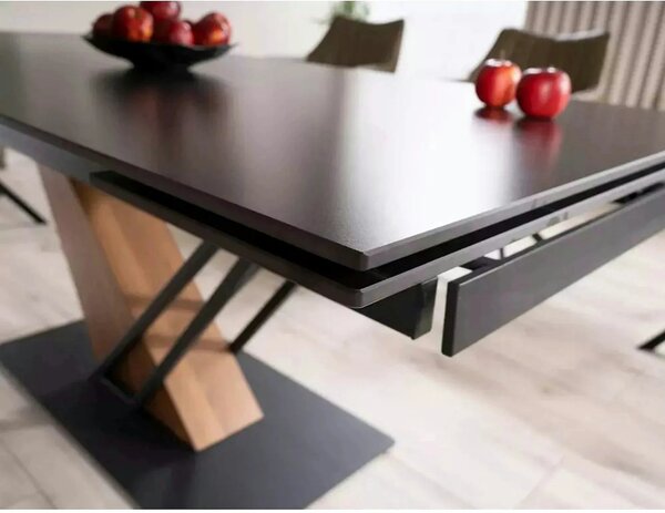 Masa extensibila moderna GENESIS, negru/stejar, 180/240x90x76 cm
