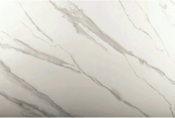 Masa dining 160 cm HERMES, alb cu efect de marmura/auriu, ceramica/met