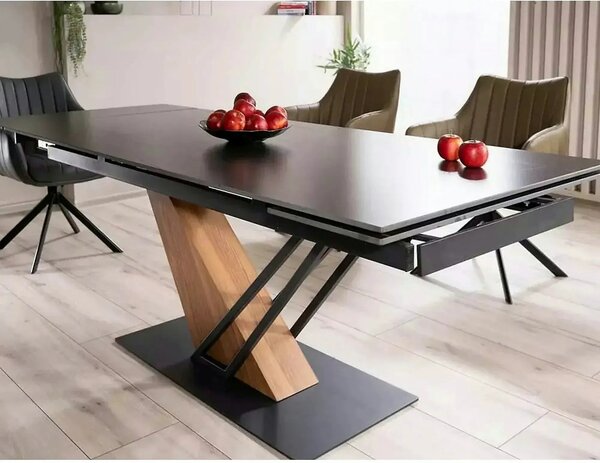 Masa extensibila moderna GENESIS, negru/stejar, 180/240x90x76 cm