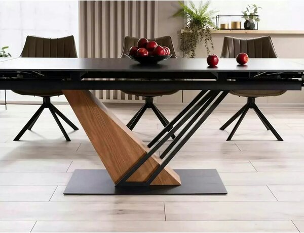 Masa extensibila moderna GENESIS, negru/stejar, 180/240x90x76 cm