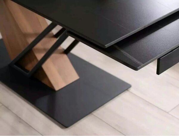 Masa extensibila moderna GENESIS, negru/stejar, 180/240x90x76 cm