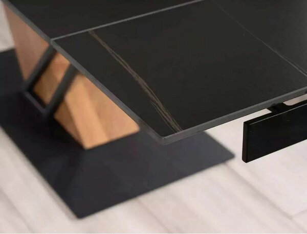Masa extensibila moderna GENESIS, negru/stejar, 180/240x90x76 cm