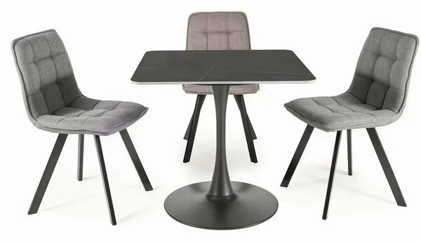 Scaun de sufragerie tapitat ELLIS, bej/negru, stofa/metal, 46x42x88 cm