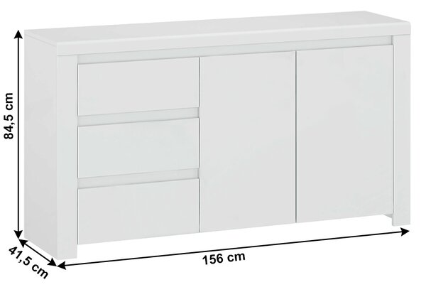 Comodă Lafer 2D3S (alb lucios). Promo -10%. 1034133