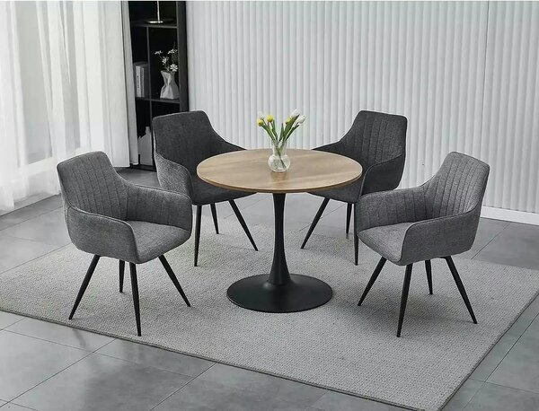 Scaun BALLO, gri inchis/negru, stofa clasica/metal, 56x45x84 cm